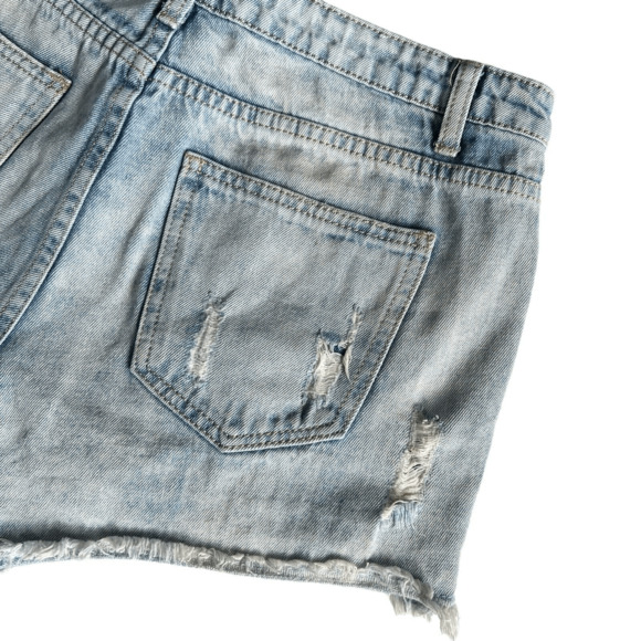 Girls on Film  Denim Jean Shorts Distressed Cut Off Pearls Size 8 - Picture 7 of 9